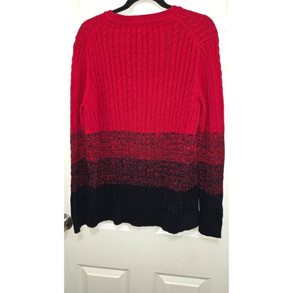 Tommy Hilfiger Women's XXL Red & Black Cable Knit Cotton Sweater Long Sleeve Gra - Picture 2 of 6